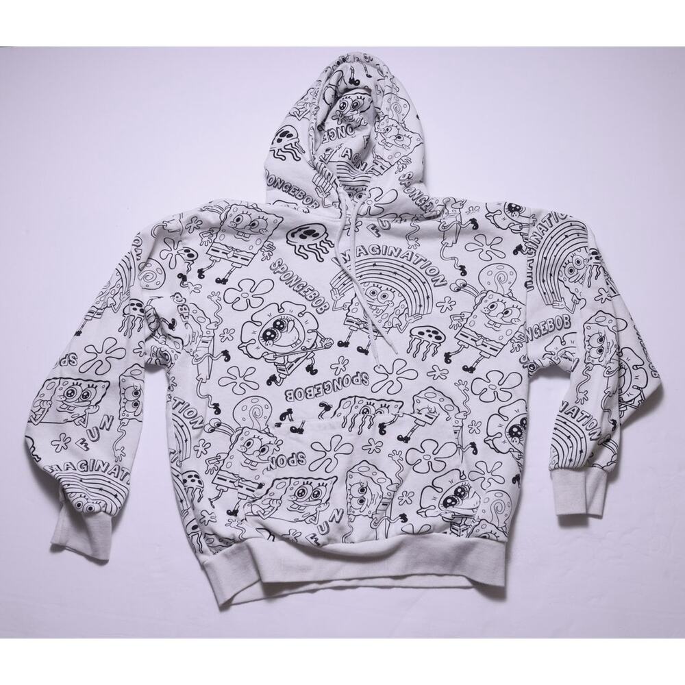 Nickelodeon SpongeBob Doodle Print Hoodie Sweatshirt L